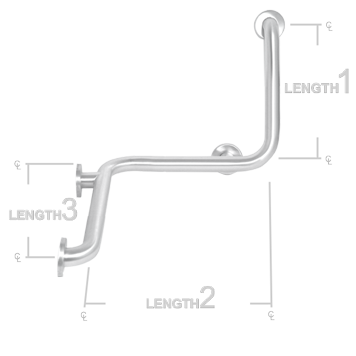 Picture of AJW UG120-L402032R 40 X 20 X 32 In. Exposed Flange&#44; 1.25 In. Diameter Grab Bar - Configuration L