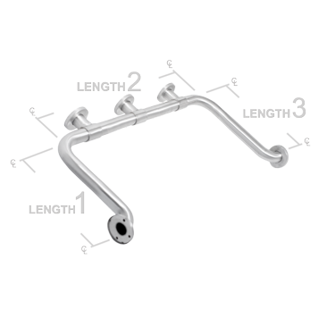 Picture of AJW UG120-V246024 24 X 60 X 24 In. Exposed Flange&#44; 1.25 In. Diameter Grab Bar - Configuration V
