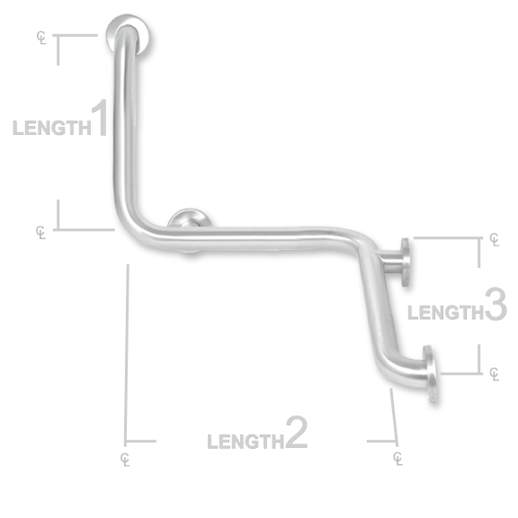 Picture of AJW UG130-L402032L 40 X 20 X 32 In. Exposed Flange Left Grab Bar - Configuration L