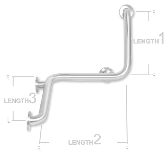 Picture of AJW UG130-L402032R 40 X 20 X 32 In. Exposed Flange Right Grab Bar - Configuration L