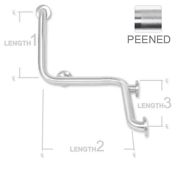 Picture of AJW UG130X-L402032L 40 X 20 X 32 In. Exposed Flange Left Grab Bar- Peened Grip - Configuration L