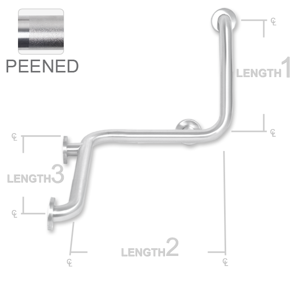 Picture of AJW UG130X-L402032R 40 X 20 X 32 In. Exposed Flange Right Grab Bar- Peened Grip - Configuration L