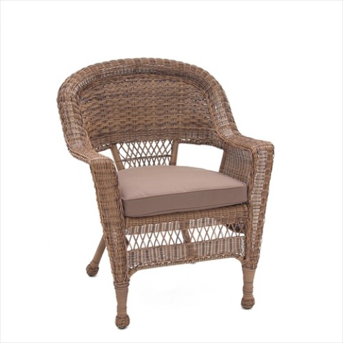 W00201-4-C-FS007-CS Espresso Wicker Chair with Brown Cushion - Set of 4