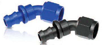 RHP2045-06-1 6AN 45 deg An-Jic Push Lock Hose End, Blue