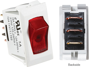 S241 10A White With Red Rocker Switch