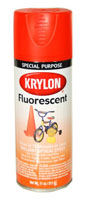 Spray Paint, Fluorescent Orange, Gloss, Solvent, 11 oz