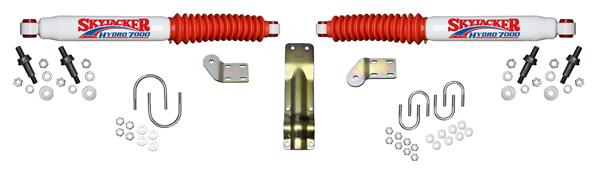 7254 Dual Steering Stabilizer- White With Red Shock Boot And Bracket