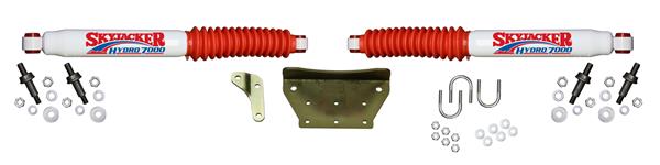 7299 Dual Steering Stabilizer- White With Red Shock Boot And Bracket