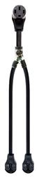 Extension Cord Adapter, 2 Outlets, Black