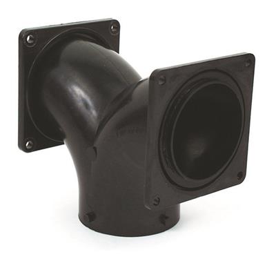 T1039 2-Way Elbow Flanged Fitting - Black - 3 in. - Plastic - Durable Design