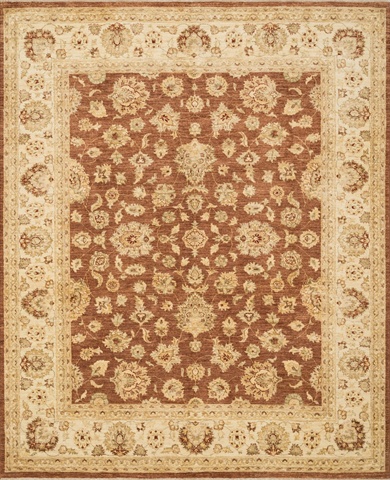 MAJEMM-07RUIV5686 5 ft. 6 in. x 8 ft. 6 in. Majestic Rectangular Shape Hand Knotted Area Rug- Rust and Ivory