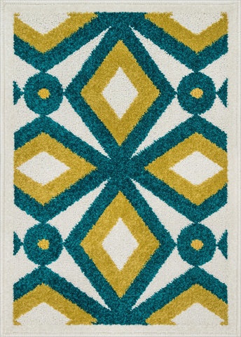 TERCHTC09TEXC2539 2 ft. 5 in. x 3 ft. 9 in. Terrace Rectangular Shape Power Loomed Area Rug- Teal and Citron