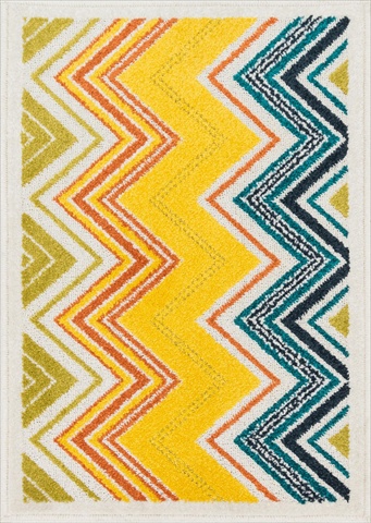 TERCHTC11IVML2539 2 ft. 5 in. x 3 ft. 9 in. Terrace Rectangular Shape Power Loomed Area Rug- Ivory and Multi