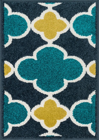 TERCHTC19NVTE2539 2 ft. 5 in. x 3 ft. 9 in. Terrace Rectangular Shape Power Loomed Area Rug- Navy and Teal
