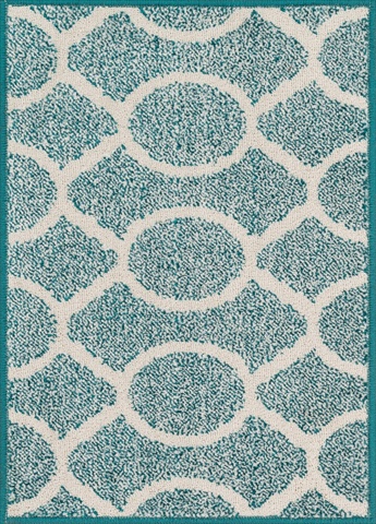 TERCHTC20TEIV2539 2 ft. 5 in. x 3 ft. 9 in. Terrace Rectangular Shape Power Loomed Area Rug- Teal and Ivory