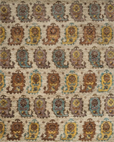 XAVIXV-10SAML7999 7 ft. 9 in. x 9 ft. 9 in. Xavier Rectangular Shape Hand Knotted Area Rug- Sand and Multi