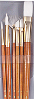 Real Value Long Handle Set, Synthetic White Taklon - Set Of 6