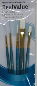 Princeton Brush 9174B Real Value Short Handle Set, Synthetic White Taklon - Set Of 5