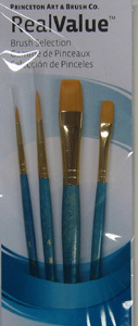 Art Supplies 9171B Real Value Short Handle Set, Synthetic Golden Taklon - Set of 4