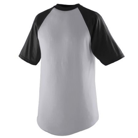 Augusta 423A Adult Short Sleeve Baseball Jersey- Heather & Black - Small
