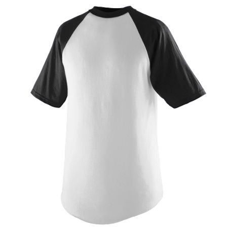 Augusta 423A Adult Short Sleeve Baseball Jersey- White & Black - Large