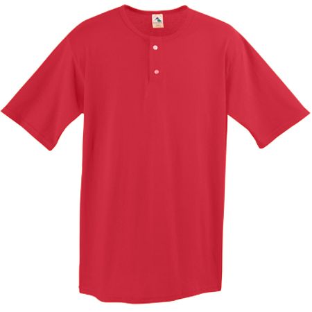 580A Two-Button Baseball Jersey, Red - 2X