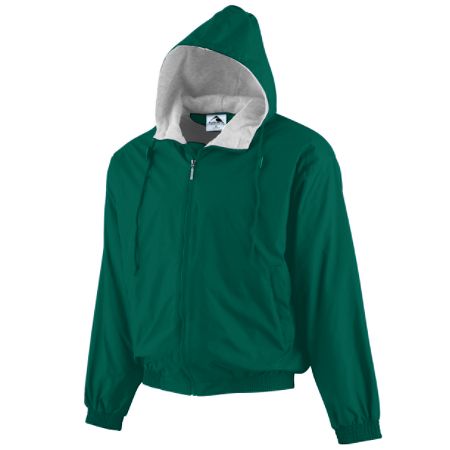 Augusta 3280A Hooded Fleece Lined Taffeta Jacket- Dark Green - Small
