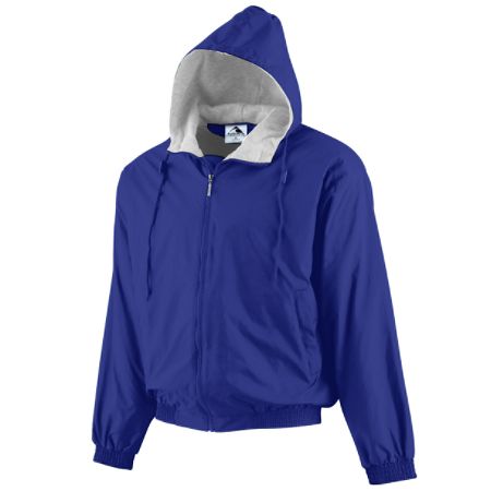 3280A Hooded Fleece Lined Taffeta Jacket, Purple - Small