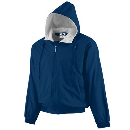 3280A Hooded Fleece Lined Taffeta Jacket, Navy - Medium