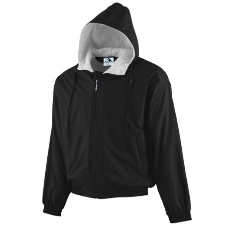 Augusta 3280A Hooded Fleece Lined Taffeta Jacket- Black - 3X