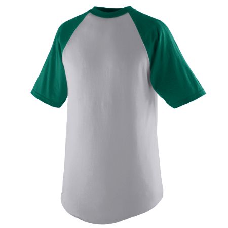 423A Adult Short Sleeve Baseball Jersey, Heather & Dark Green - Medium