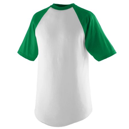 Augusta 423A Adult Short Sleeve Baseball Jersey- White & Kelly - Extra Large