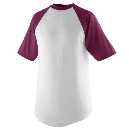 Augusta 423A Adult Short Sleeve Baseball Jersey- White & Maroon - 2X