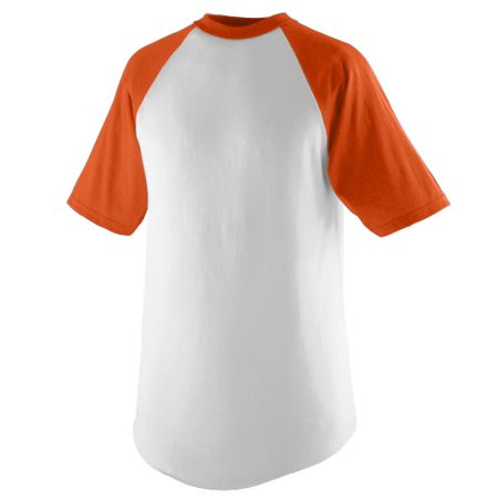 423A Adult Short Sleeve Baseball Jersey, White & Orange - Medium