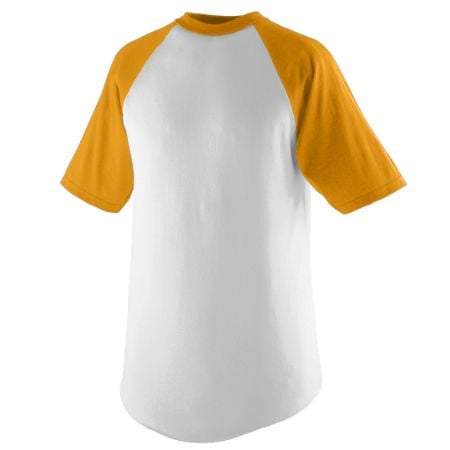 423A Adult Short Sleeve Baseball Jersey, White & Gold - Medium