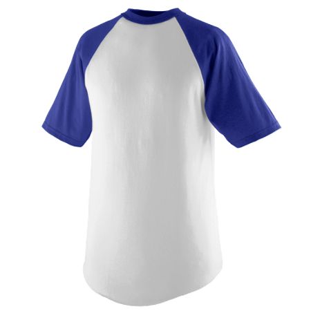423A Adult Short Sleeve Baseball Jersey, White & Purple - Medium