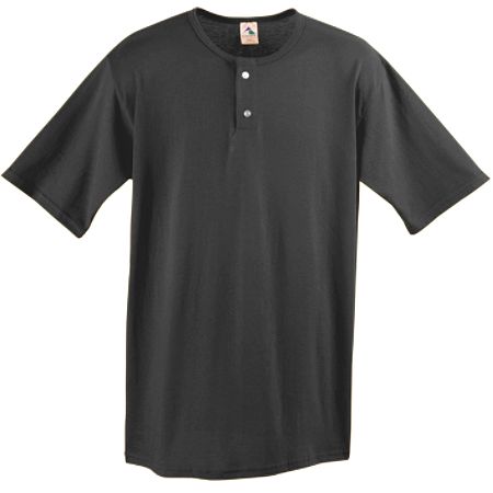 Augusta 580A Two-Button Baseball Jersey - Black- 4X