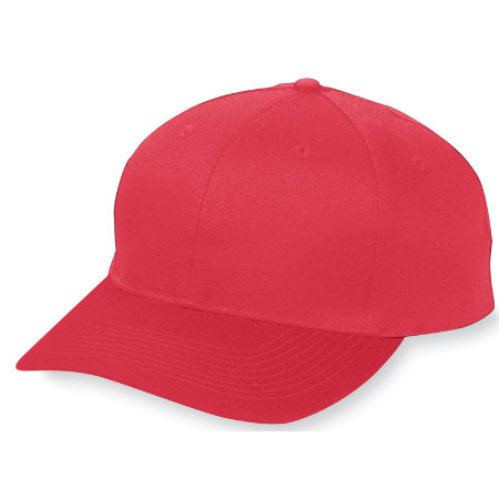 Augusta 6206A Youth Six Panel Cotton Twill Low Profile Cap - Red- All