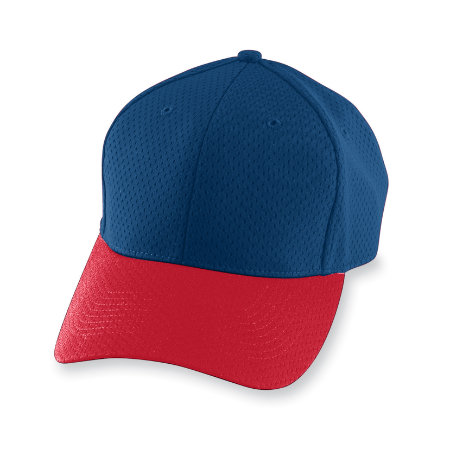 6235A Adult Athletic Mesh Cap - Navy & Red, All