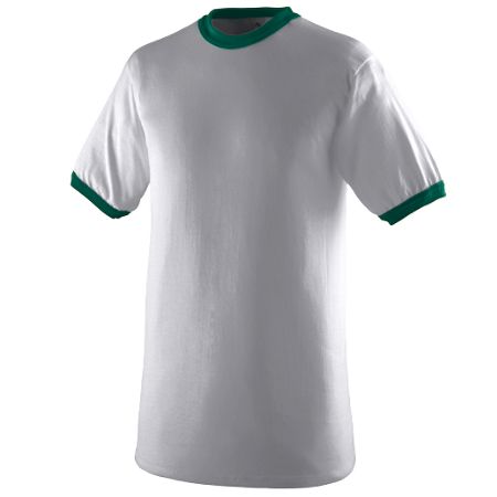 710A Ringer T-Shirt - Athletic Heather & Dark Green, Large