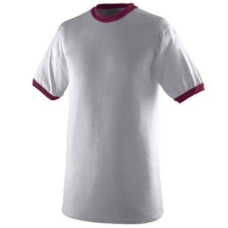 Augusta 710A Ringer T-Shirt - Athletic Heather & Maroon- Medium