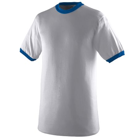710A Ringer T-Shirt, Athletic Heather and Royal, Medium