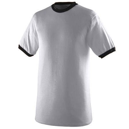 710A Ringer T-Shirt, Athletic Heather and Black, Large