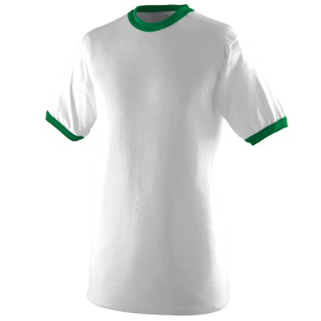 Augusta 710A Ringer T-Shirt- White and Kelly- Medium