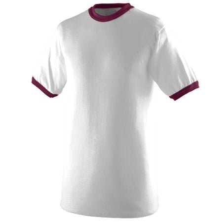 Augusta 710A Ringer T-Shirt- White and Maroon- 2X