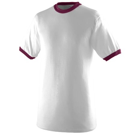 Augusta 710A Ringer T-Shirt- White and Maroon- 3X