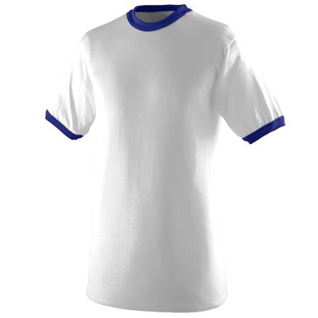 Augusta 710A Ringer T-Shirt- White and Purple- Small