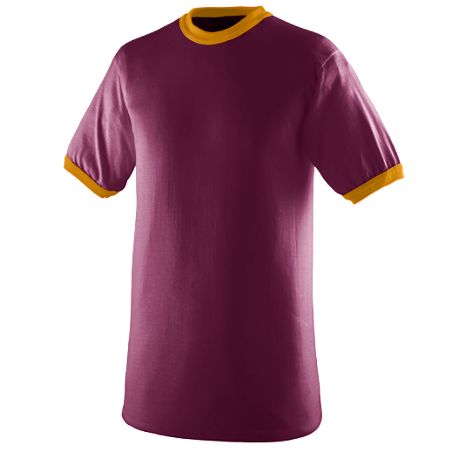 Augusta 710A Ringer T-Shirt- Maroon and Gold- Medium