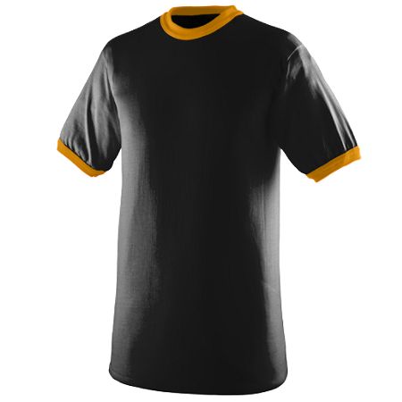 710A Ringer T-Shirt, Black and Gold, Medium