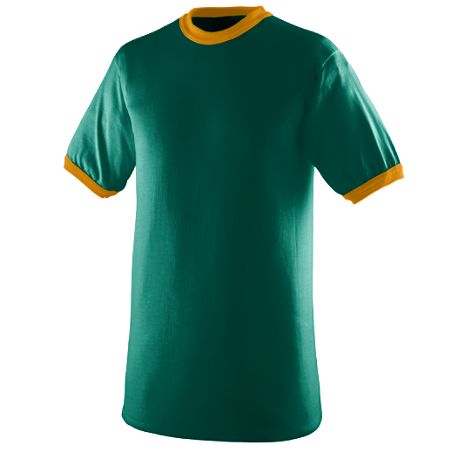 Augusta 710A Ringer T-Shirt- Dark Green and Gold- 2X